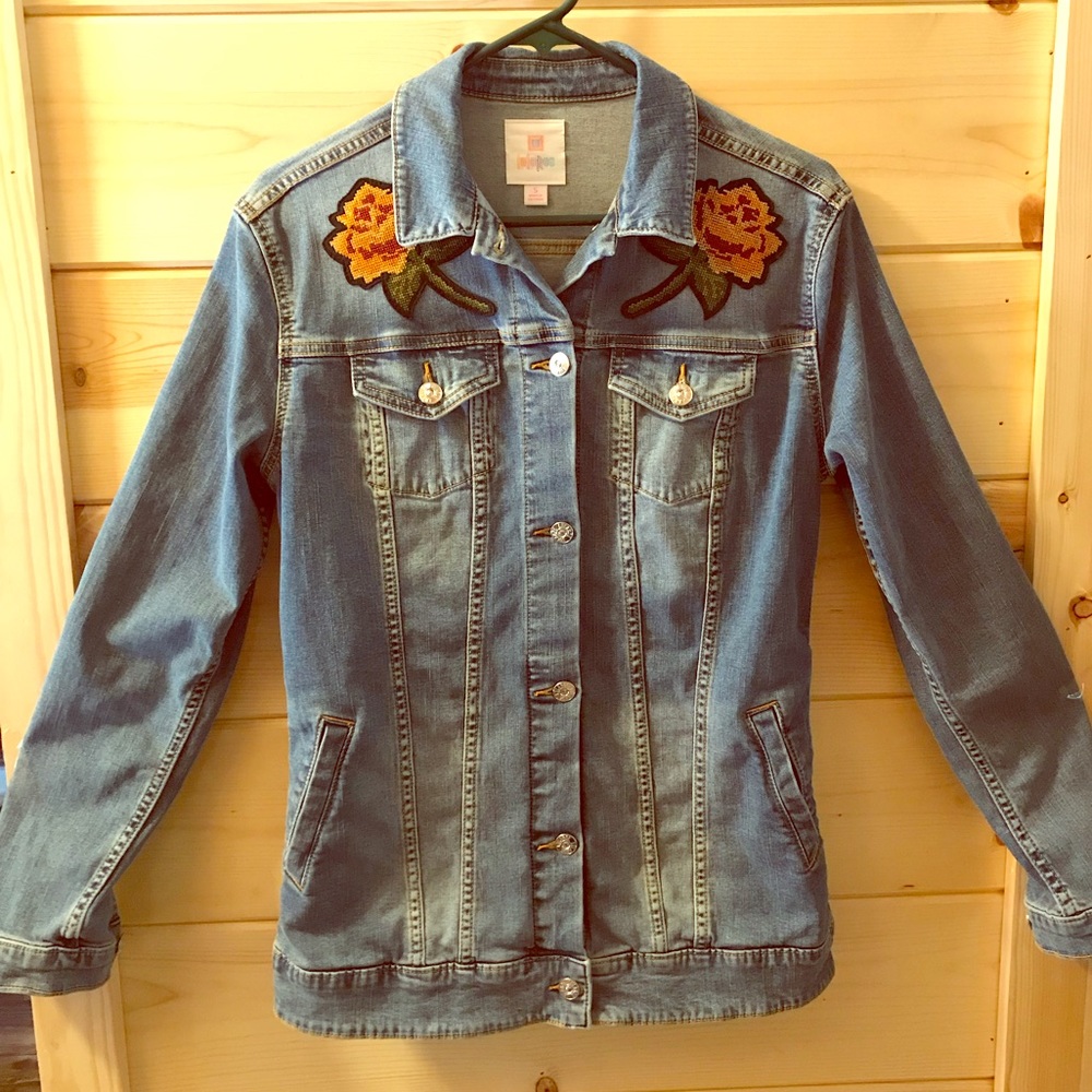 LulaRoe embroidered jean jacket